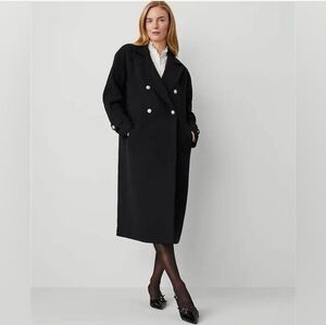 NWT Ann Taylor Double Breasted Dolman Sleeve Coat, Medium, Black